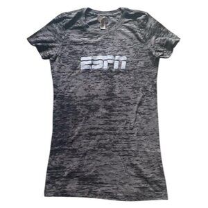 ESPN Womens Burnout Tee Shirt Gray Logo Graphic Size Small NWOT